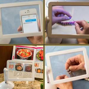 ورقة نظارات مكبرة للصفحة الكاملة مع مصابيح ليد ليد ليد ° قابلة للدوران 3X - Product Image 4