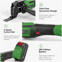Kit de Herramientas Eléctricas Inalámbricas de 20V con Batería de Litio Sin Escobillas, con Cabezales Oscilantes y de Sierra Recíproca para Lijar y Raspar