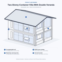 Villa Modulaire Préfabriquée en Conteneurs, 2 Étages, Structure en Acier, Maison d'Hôtes pour Complexes Hôteliers, Fermes, Locations de Jardin
