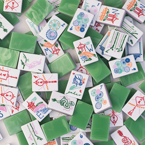 Lussuose Tessere di Mahjong Americane Moderne in Marmo Acrilico, Artwork Artistico di Mahjong Americano, Tessere Classiche di Mahjong OEM - Product Image 1