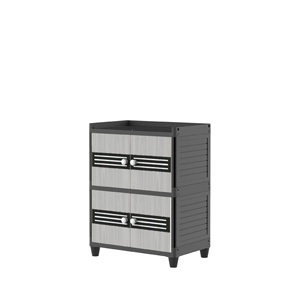 Modern Stackable <b>Plastic</b> Storage Cabinet 2 Tier Double Door Wardrobe <b>Organizer</b> (Twinbox Fit Style) - Product Image 1