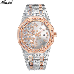 Montres de luxe en quartz résistantes à l'eau de haute qualité pour hommes, mode, diamant, or, argent, calendrier complet, montre-bracelet - Product Image 4