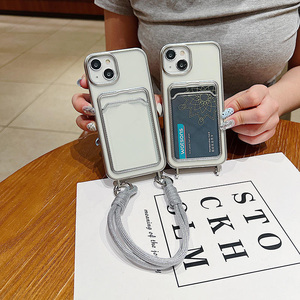 Rõ ràng điện thoại trường hợp khe cắm thẻ trong suốt chống sốc bảo vệ dây đeo tay điện thoại Bìa trường hợp đối với <span class=keywords><strong>iPhone</strong></span> 16 15 14 13 12 Pro Max cộng với - Product Image 2