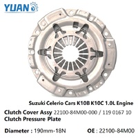 Disque d'embrayage de voiture de 190 mm compatible avec Suzuki Celerio 1.0L, compatible avec OE 2240084M00 22400-84M00 22400-84M02, plaque d'embrayage de 18T 190 mm