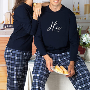 Tùy Chỉnh Bộ Đồ Ngủ Gia Đình Tre Cặp Vợ Chồng Bộ Đồ Ngủ Thiết Lập Cho Nam Giới Và Phụ Nữ Người Đàn Ông Của In Quần Áo Ngủ Cho Nhà Sợi Nhỏ - Product Image 3