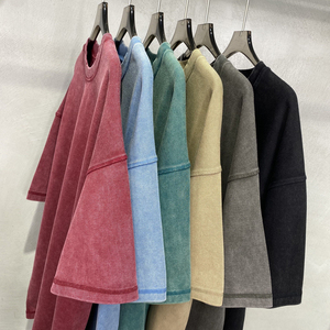 เสื้อยืดคอกลมแขนสั้นผ้าฝ้ายบาติก 400 กรัม ซักนุ่มสไตล์วินเทจ สำหรับผู้ชาย คุณภาพสูง แฟชั่น รับสกรีนโลโก้ ทรงโอเวอร์ไซส์ ขายส่ง - Product Image 1