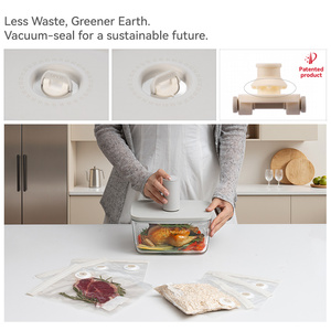 Contenitore Moderno in <span class=keywords><strong>Vetro</strong></span> Ermetico per Alimenti, Adatto a Microonde e Lavastoviglie, con Pompa per Conservazione <span class=keywords><strong>Sottovuoto</strong></span> in Cucina e Frigorifero - Product Image 3