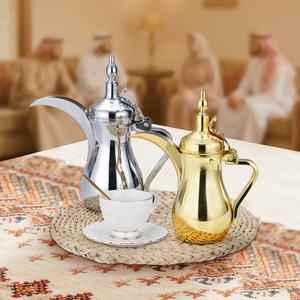 Ensemble de cafetières arabes en acier inoxydable or et argent avec couvercle, style oriental, pour la préparation du thé et du café à usage domestique - Product Image 3