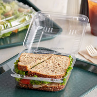 Boîte en plastique transparent PET de haute qualité personnalisée, boîte à clapet carrée jetable pour sushis, salades, sandwichs