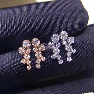 Orecchini a Perno Geometrici Creativi con Zirconi, Semplici e Versatili, Tono Oro Rosa, Gioielli da Donna - Product Image 1