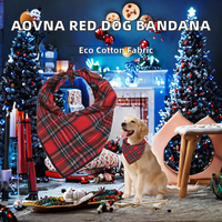 Bandana pour chien en coton tartan rouge de Noël ANIMINGLE - Écologique, classique, réutilisable et lavable, toutes saisons, pour chiens
