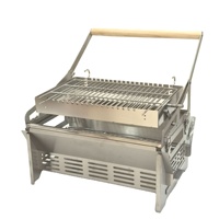 Barbecue au charbon de bois en acier inoxydable avec rôtissoire rotative réglable sans fumée pour restaurant, hôtel, traiteur, fête en plein air, buffet