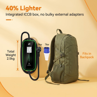Chargeur EV portable 7 kW avec prise BS/Schuko/CEE, RCD de type A, câble TPU, IP65, Plug & Play, certifié CE/TUV, chargeur de voiture électrique portable