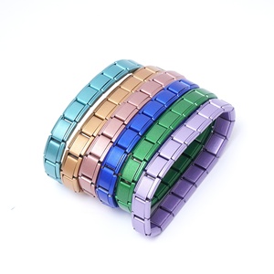 High Quality Plain Italian Charm <b>Bracelet</b> Bulk Blank Polish Stainless Steel Black <b>Red</b> Green Pink Italian Charm <b>Bracelet</b> - Product Image 2