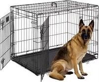 Cage pour chien de grande taille en métal, pliable, double porte, 48 pouces, design moderne et simple, écologique, avec conception empilable et boîte