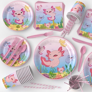 Cartoon Salamander Baby Tableware Sets Modern Disposable Plate Decorations for Children's Birthday Parties Cross-Border In-Stock - Product Image 5
