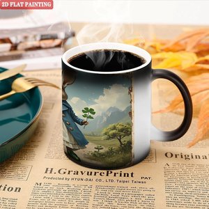 Custom Cartoon Pattern Sublimation Mug Frosted Black 11oz <b>Ceramic</b> Heat Color Changing Magic <b>Cup</b> - Product Image 5