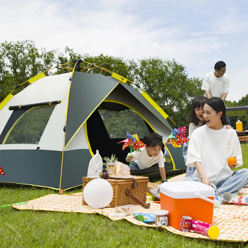 3-4 Personen Reizen Tenten Custom Materiaal Logo Kleur Waterdichte Outdoor Camping Tent 20d/15d/14d