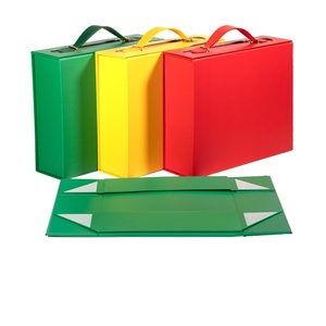New Creative Folding <b>Box</b> Portable Empty Clothing Souvenir Birthday <b>Gift</b> Packaging <b>Box</b> with Leather Handle - Product Image 1