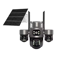 Caméra de surveillance extérieure V380 à trois objectifs, 12MP, carte SIM 4G, vision nocturne solaire, OEM PTZ, caméra de sécurité sans fil CCTV