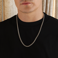 Colliers en acier inoxydable étanches pour hommes et femmes, style hip-hop, avec chaîne plate à coupe diamantée de 3 mm et 5 mm, type Miami Curb Cuban Link, inaltérables