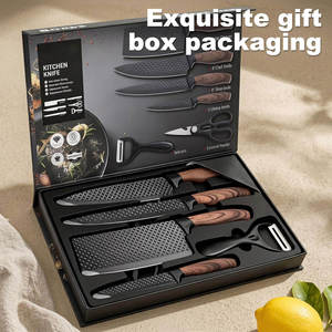 Wholesale 8 Pieces Cutlery <b>Set</b> Stainless Steel Kitchen <b>Knife</b> <b>Set</b> with Anti-Rust Coating Blade and Wood Grain PP Handle - Product Image 6