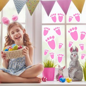 Autocollants d'empreinte de lapin de pâques autocollants pieds de lapin sol s'accroche décalcomanies d'impression de patte pour le jeu de fête de pâques jeu de chasse aux oeufs décoration de la maison - Product Image 4
