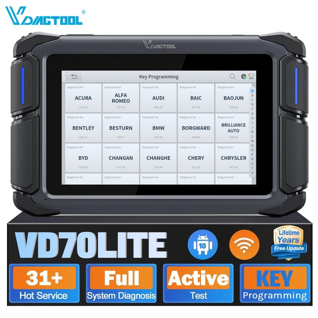 United Kingdom Stock VDIAGTOOL VD70Lite Odb2 Scanner Diagnostic Tool and Key Programming Machine Bidirectional Diagnostic Tool