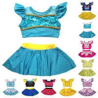 Vente en gros d'usine, bikini Elsa Anna pour bébés filles, vêtements de plage princesse, maillot de bain une pièce découpé, maillot de bain pour filles