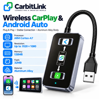 OEM ODM CarbitLink Wireless CarPlay Android Auto Adapter V851S3 Aluminium dengan Kabel Terintegrasi untuk Mobil Cina Grosir