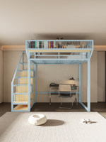 Lit double moderne et simple en fer avec étagère de rangement intégrée, lit combiné multifonctionnel pour gîte, hôtel, mobilier de maison