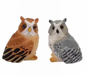 wholesale new products antique home decoration crafts hand carved wooden owl