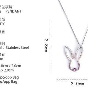 จี้สร้อยคอรูปกระต่ายดีไซน์ทันสมัย ทำจากสแตนเลสประดับเพชร CZ สำหรับผู้หญิง มาพร้อมสายโซ่ประดับเพทายและมุก รูปทรงสัตว์น่ารัก - Product Image 4