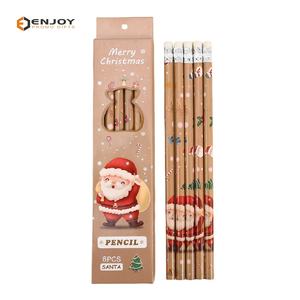 Lápices de Navidad personalizados 6 lápices de dibujos animados en caja Cute Cover HB con borrador regalo de Navidad - Product Image 3