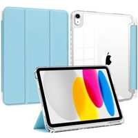 Pour iPad Mini 6 8,3 pouces, coque en cuir PU transparente de haute qualité, pliable en trois parties, dos en acrylique rigide, avec support pour stylet