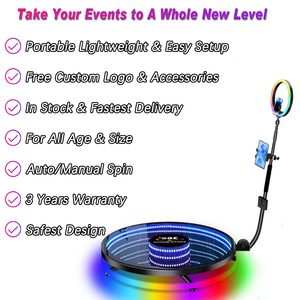 Free Custom Logo Selfie 360 Photo Booth Plataforma 360 Led Photo Booth 115 cm Anti Shaking <strong>Photobooth</strong> Machine With Flight Case - Product Image 2