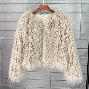 <span class=keywords><strong>Abrigo</strong></span> de piel sintética multicolor hecho de piel de oveja <span class=keywords><strong>Abrigo</strong></span> corto de mujer para ropa informal - Product Image 5