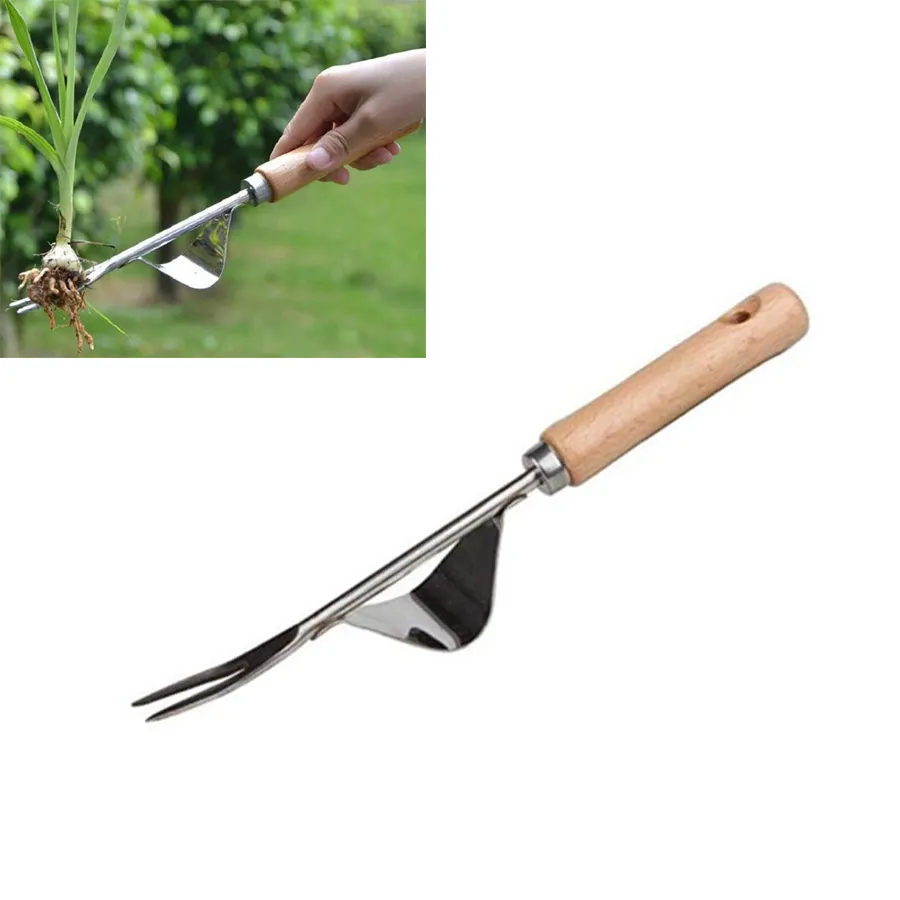 Tenedor Manual de Metal para jardín, herramienta de deshierbe, Asa de madera, extractor de excavación, herramientas de excavación