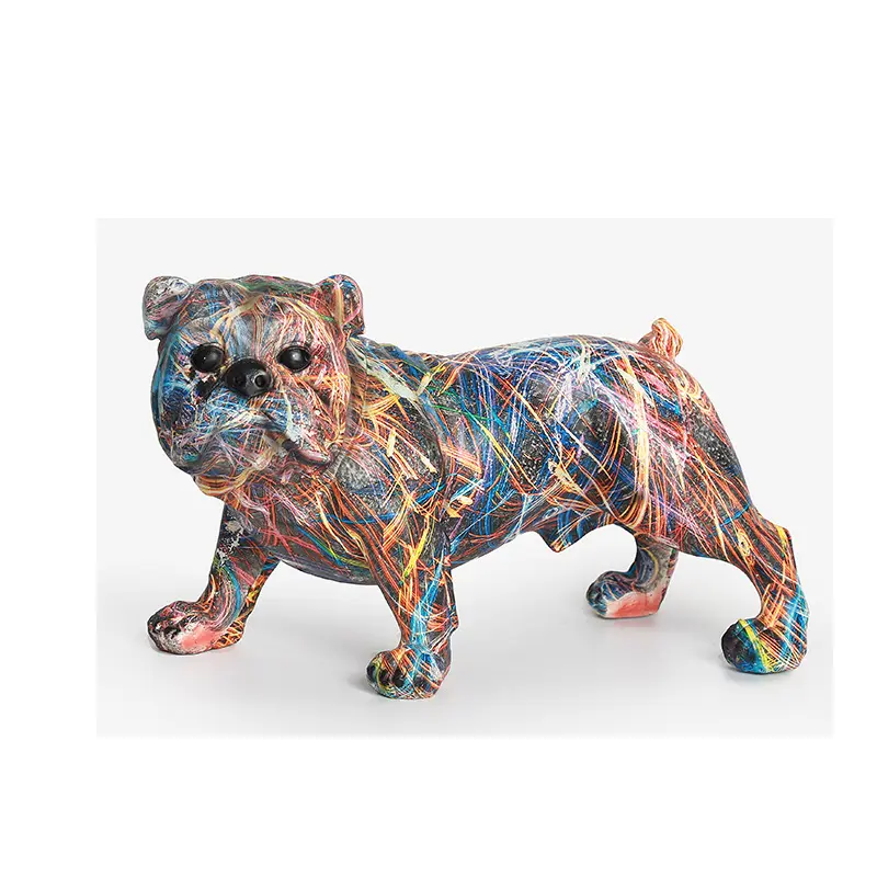 Decoración de perro salchicha alemán, artesanía abstracta de resina, estatua de Bulldog Francés, llavero de Bulldog Francés