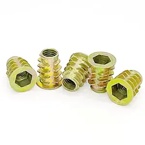 Supplier Hex Socket Furniture M8 Thread Insert Nut Carbon Steel Color Zinc Plated Furniture Insert Nuts