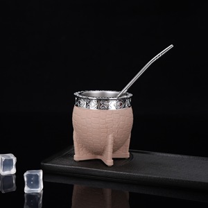 8oz Leather <strong>Argentina</strong> Mate Cup Stainless Steel 304 <strong>Yerba</strong> Mate Gourd Vacuum Insulated Stainless Steel <strong>yerba</strong> mate cup leather - Product Image 4