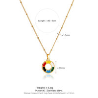 Collar de Cadena con Colgante de Disco Arcoíris de Acero Inoxidable 316L Chapado en Oro de 18K Estilo Bohemia para Mujer, Aniversario