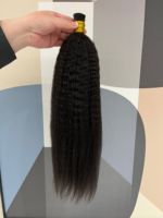Extensions de cheveux brésiliens vierges en gros, lisses et crépus, à micro-anneaux, pointe en I