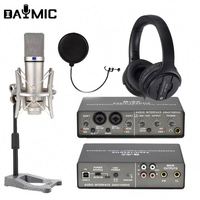 Kit Rekaman Mikrofon Dinamis Nirkabel 48V XLR Hypercardioid Peredam Kebisingan dengan Pelindung Angin Plastik untuk Bernyanyi Musik di Rumah
