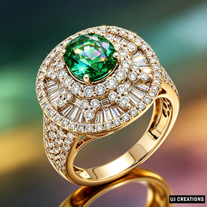 แหวนค็อกเทลทองคำแท้ S925/10K/14K/18K ประดับพลอยสีเขียวและเพชรทรงกลมเจียระไนแบบเหลี่ยม งานจิวเวลรี่ชั้นดีสำหรับผู้หญิง - Product Image 4