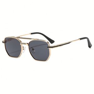 Gafas de Sol Cuadradas Retro 2026 con Logotipo Personalizado, Doble Puente, Protección UV400, Montura Metálica para Hombre, Estilo Piloto - Product Image 4