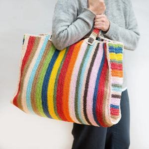 Women Leisure Handbag <b>Unique</b> Commute Colorful Striped Ladies <b>Bag</b> Elegant Paper Rope Shoulder <b>Bag</b> - Product Image 2
