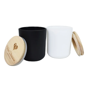 लक्जरी साथी काले सफेद 8 औंस 10 औंस 12 औंस मोमबत्ती जार के लिए बांस के ढक्कन के साथ नीचे गोल मोमबत्ती - Product Image 3