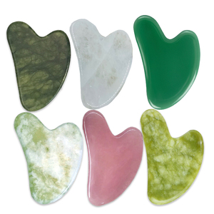 100 Uds mezcla Jade Gua <span class=keywords><strong>Sha</strong></span> cara herramienta naturaleza piedra Original Guasha tablero raspador corazón Rosa verde blanco cuarzo cuerpo Jade GuaSha - Product Image 1
