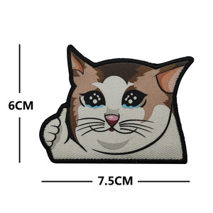 Mare all'aperto transfrontaliero all'ingrosso eco-friendly fatto a mano simpatico gatto dei cartoni animati ricamato con toppe in tessuto di ferro simpatiche gattino - Product Image 3
